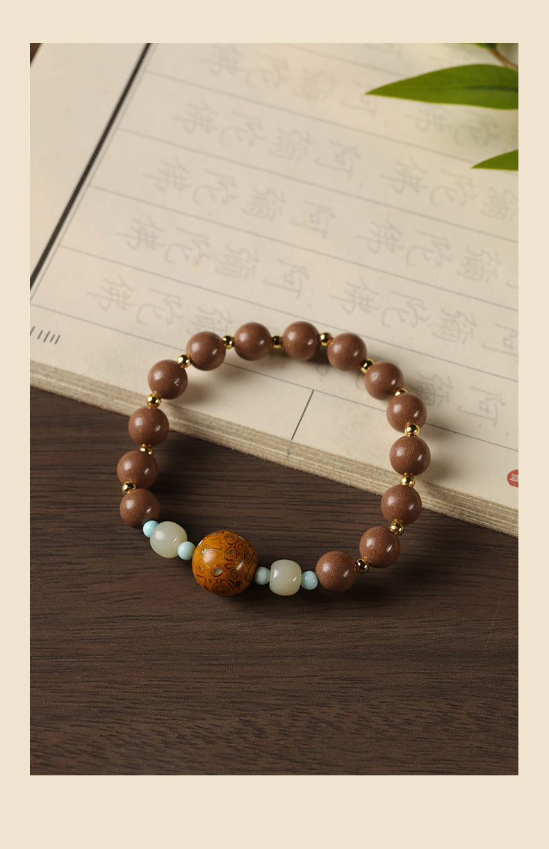 Zen-Style White Dragon Saliva Lacquer Bead Bracelet