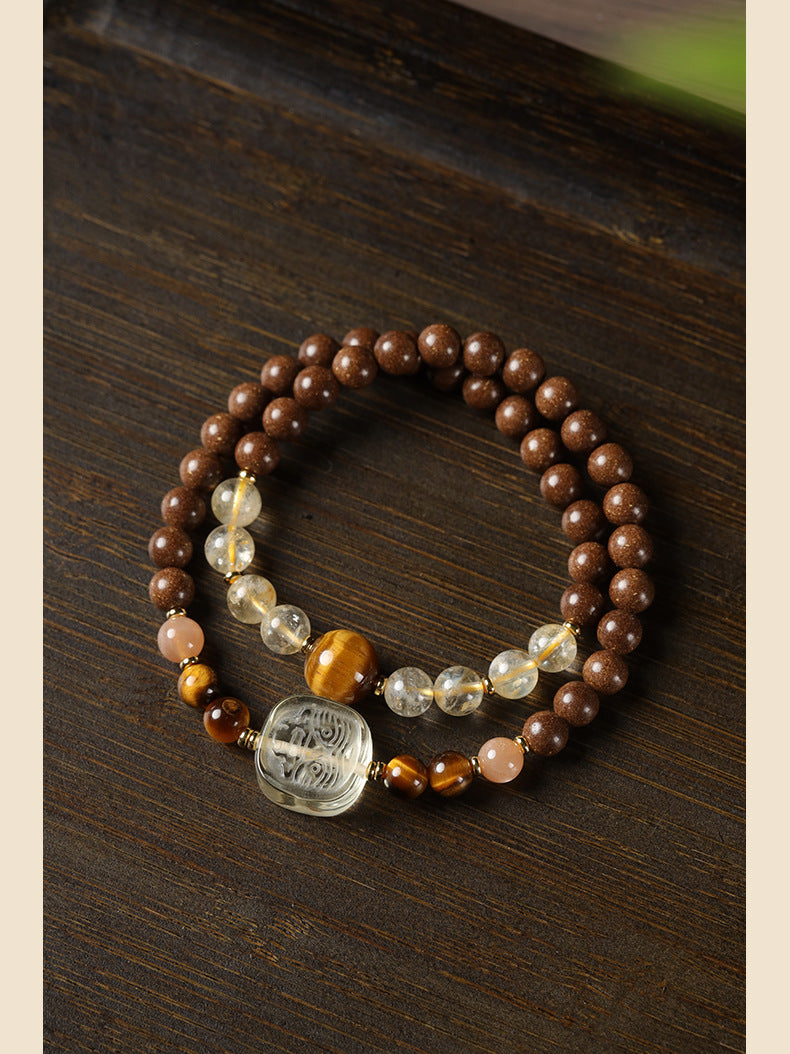 Moxiang Yingxiu Crystal Tiger's Eye Double-Circle Bracelet