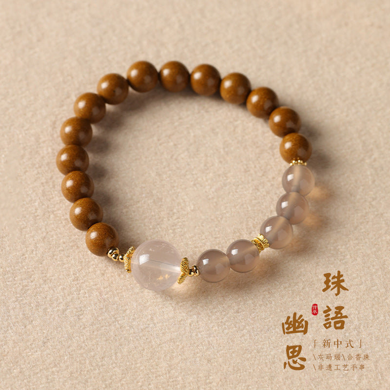 Intangible Cultural Heritage Craft Incense-Bead Single-Circle Bracelet (Zhuyu Yousi Style)