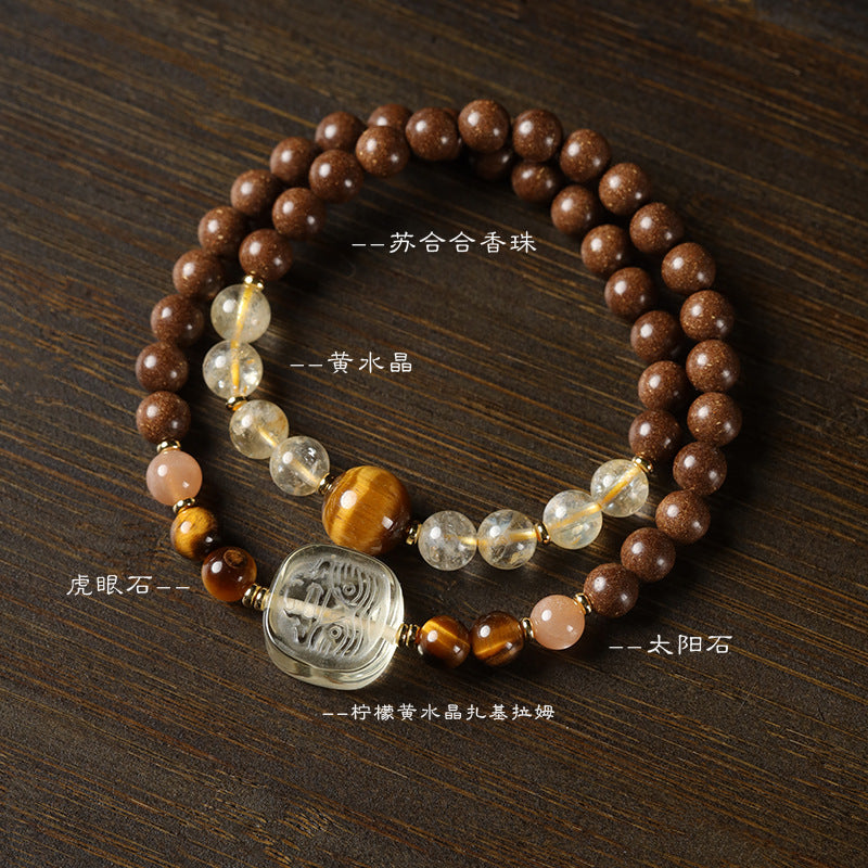 Moxiang Yingxiu Crystal Tiger's Eye Double-Circle Bracelet
