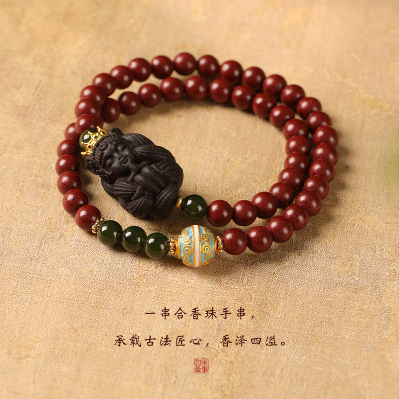 Intangible Cultural Heritage Cloisonné Ancient Method Incense-Bead Nine-Tailed Fox New Chinese-Style Bracelet