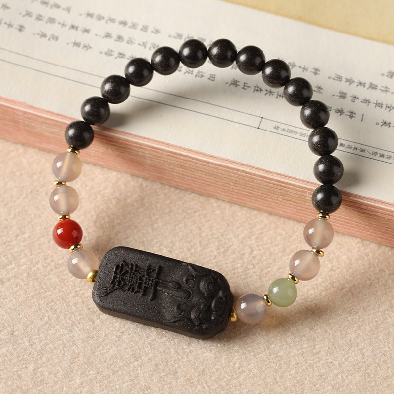 New Chinese-Style Black Dragon Saliva Pi Xiu Incense-Bead Bracelet