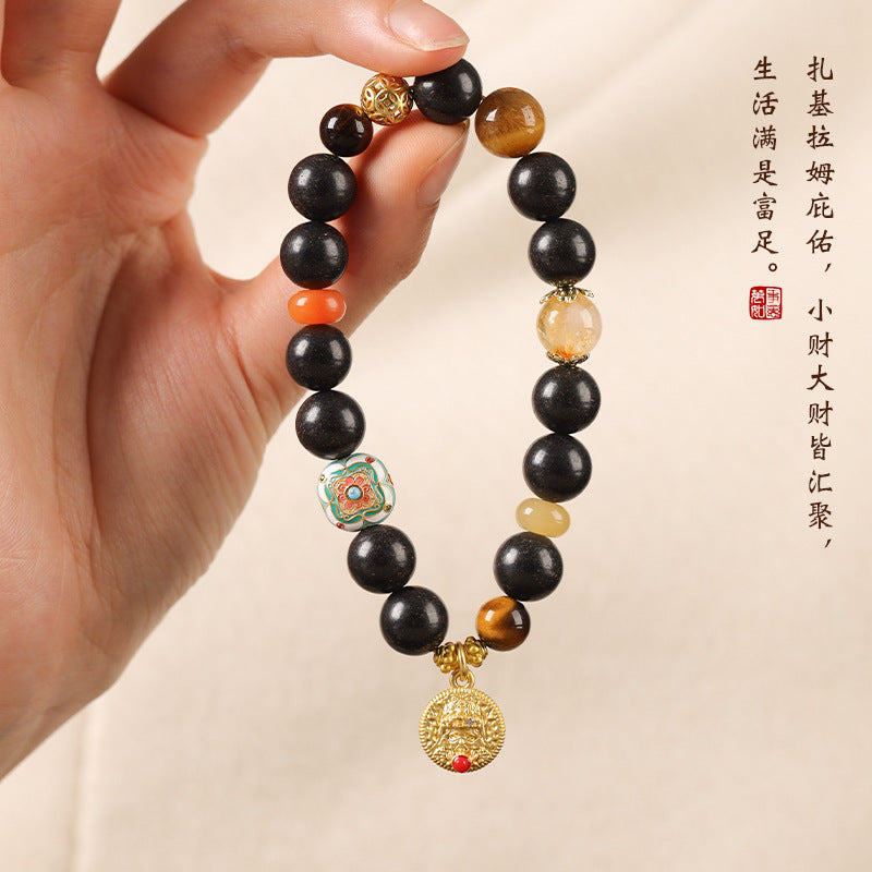 Zhakilam Six-Syllable Mantra Intangible Cultural Heritage Craft Incense-Bead Bracelet
