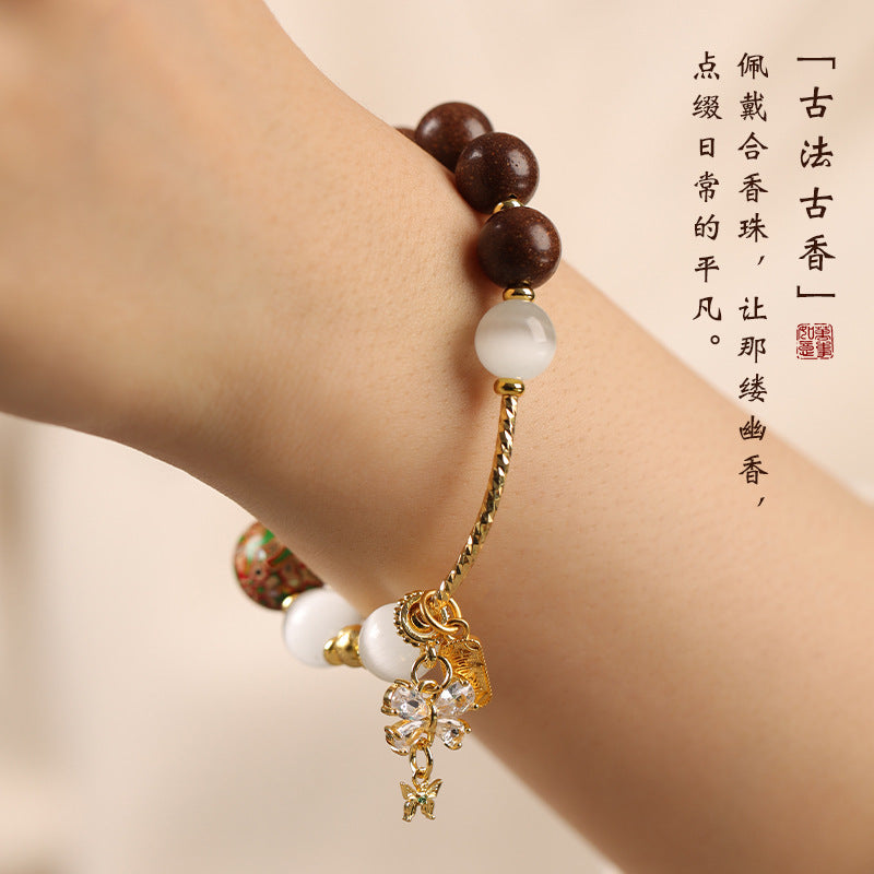Intangible Cultural Heritage Cat's Eye Stone Ping'an Xile Sand Gold Single-Circle Bracelet