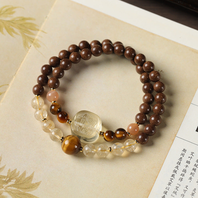 Moxiang Yingxiu Crystal Tiger's Eye Double-Circle Bracelet