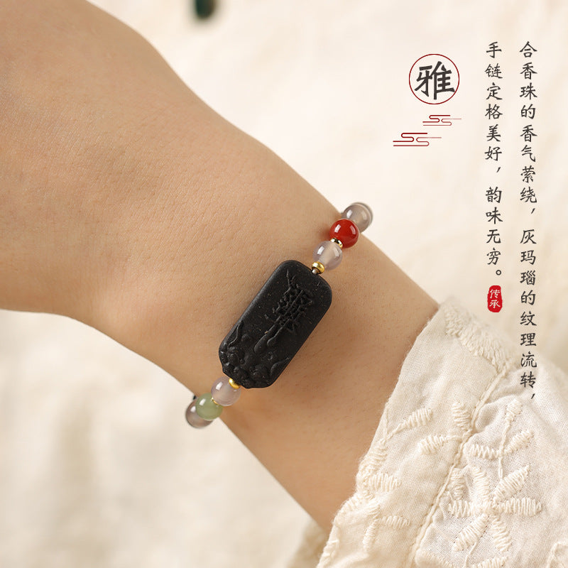 New Chinese-Style Black Dragon Saliva Pi Xiu Incense-Bead Bracelet