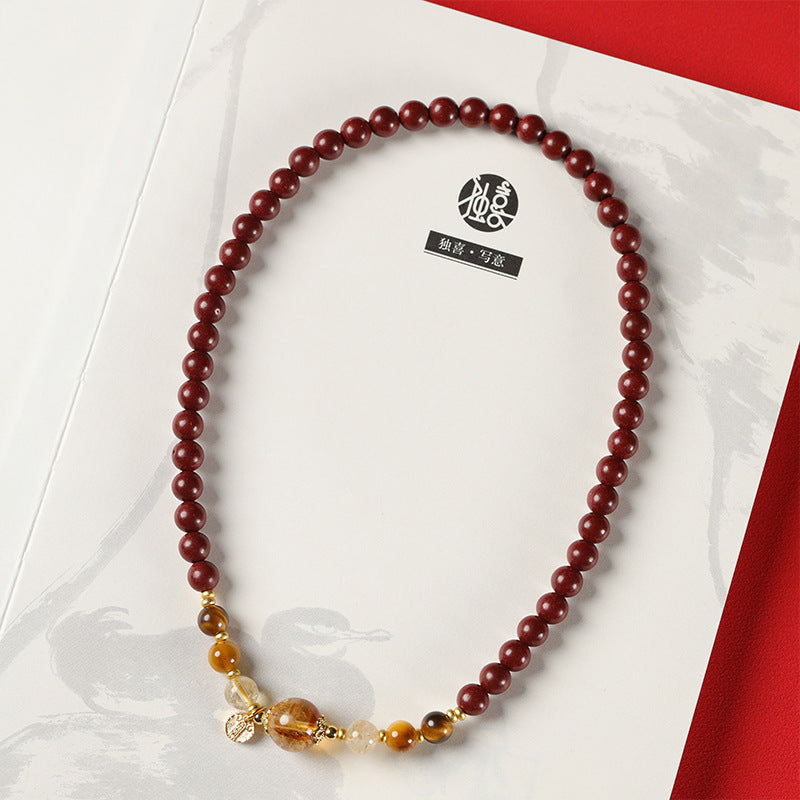 New Chinese-Style Red Incense-Bead Double-Circle Bracelet