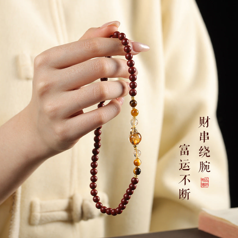 New Chinese-Style Red Incense-Bead Double-Circle Bracelet