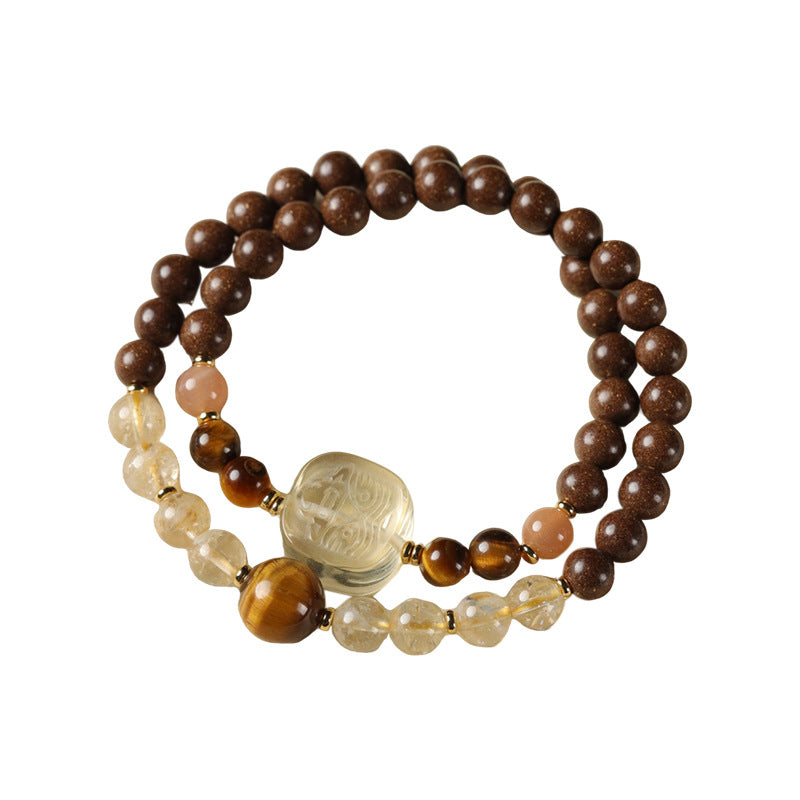 Moxiang Yingxiu Crystal Tiger's Eye Double-Circle Bracelet