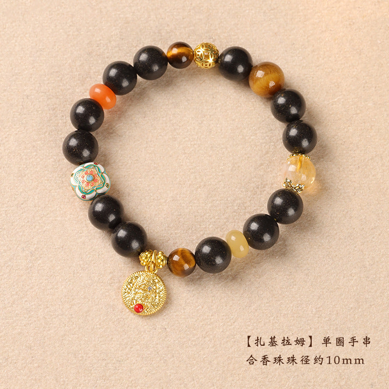 Zhakilam Six-Syllable Mantra Intangible Cultural Heritage Craft Incense-Bead Bracelet