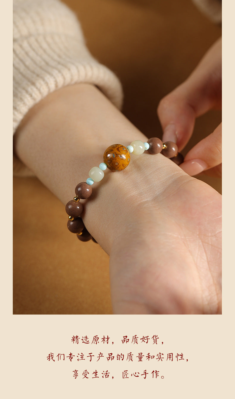 Zen-Style White Dragon Saliva Lacquer Bead Bracelet