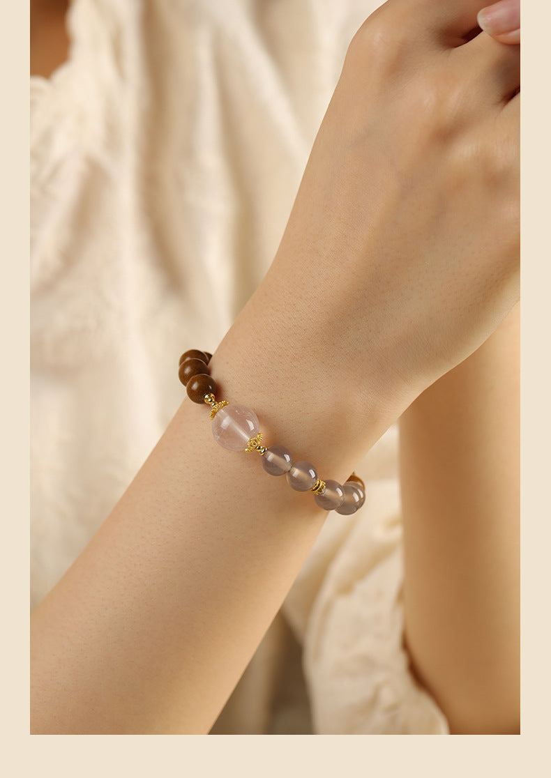 Intangible Cultural Heritage Craft Incense Beads (Gray Agate and Rose Quartz Style)