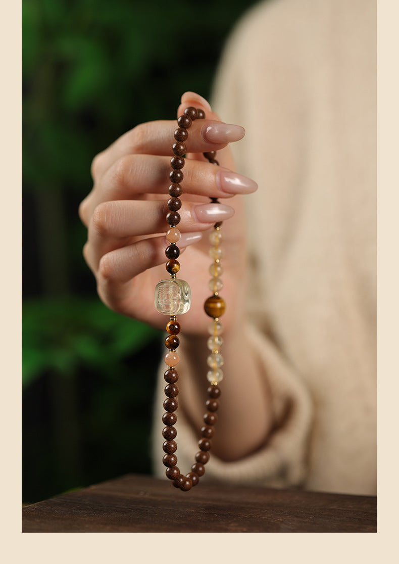 Moxiang Yingxiu Crystal Tiger's Eye Double-Circle Bracelet